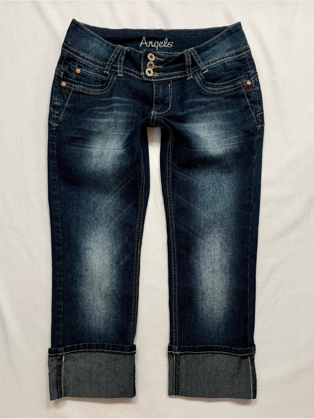 Y2K Angels Cropped Cuffed Jeans